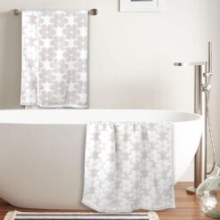Floral jacquard bath towel 2-piece set