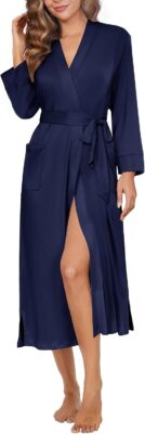 Women's Long Knit Kimono-Style Robe