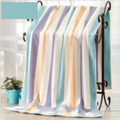 Bath Towel | Pure Cotton | Highly Absorbent | Large Size (80 x 160 cm) | Unisex / Couples' Style | European-Inspired Colorful Striped Design