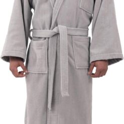 Pure Cotton Mens Terry Cloth Bathrobe Super Absorbent Spa Robe