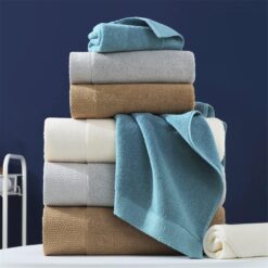 Alternative view of Solid-Color Bath Towel Set | Includes 1 Large Bath Towel, 1 Hand Towel, and 1 Washcloth | Soft Pure Cotton Material | Highly Absorbent | Perfect for Bathroom Use