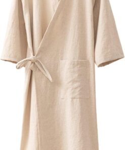 Men's Cotton Linen Bathrobe Couples Japanese-Style Absorbent Quick-Drying Kimono Yukata Sauna Robe