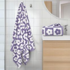 Purple floral bath towel 2-piece set