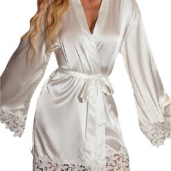 Women's Floral Lace Satin Robe