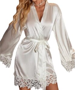 Women's Floral Lace Satin Robe