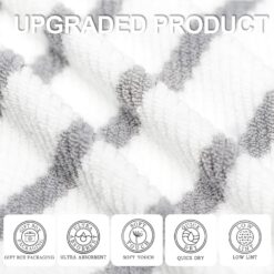 Alternative view of Grey & White Striped Bath Towel Set (4-Piece) | Large Size (30" x 56") | Pure Cotton | Hotel-Grade Quality | Lightweight | Thick & Plush | Soft | Highly Absorbent | Striped Bathroom Towels | Quick-Drying Shower Towels