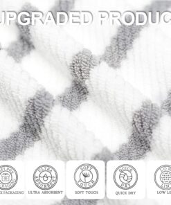Alternative view of Grey & White Striped Bath Towel Set (4-Piece) | Large Size (30" x 56") | Pure Cotton | Hotel-Grade Quality | Lightweight | Thick & Plush | Soft | Highly Absorbent | Striped Bathroom Towels | Quick-Drying Shower Towels