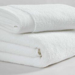 Alternative view of Bath Towel Set: Ultra-soft, highly absorbent pure cotton towels featuring a zero-twist weave; includes a branded hanging loop for easy storage.