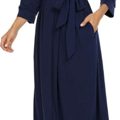 Alternative view of Women's Long Kimono-Style Knit Robe: Lightweight, Soft V-Neck Loungewear/Sleepwear