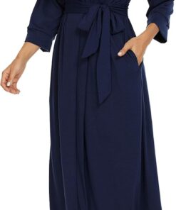 Alternative view of Women's Long Kimono-Style Knit Robe: Lightweight, Soft V-Neck Loungewear/Sleepwear