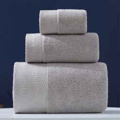 Solid-Color Bath Towel Set | Includes 1 Large Bath Towel, 1 Hand Towel, and 1 Washcloth | Soft Pure Cotton Material | Highly Absorbent | Perfect for Bathroom Use
