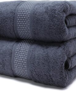 Pure Cotton Bath Towel Set, 2-Piece Pack (27 x 55 inches) — Super absorbent, quick-drying, and soft to the touch. Suitable for use in bathrooms, spas, and gyms; also makes for an excellent gift.