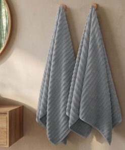 Alternative view of Grey Bath Towel 2-Piece Set | 31" x 63" | 100% Pure Cotton | Quick-Drying | Highly Absorbent & Exceptionally Soft | Ideal for Bathrooms, Hotels, and Spas