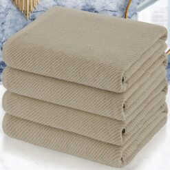 Dark beige thick bath towel 4-piece set
