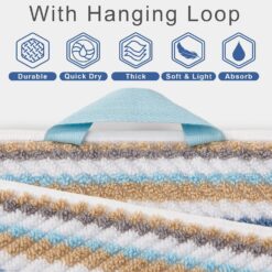Alternative view of Blue-gray and beige striped combination towel 6-piece set