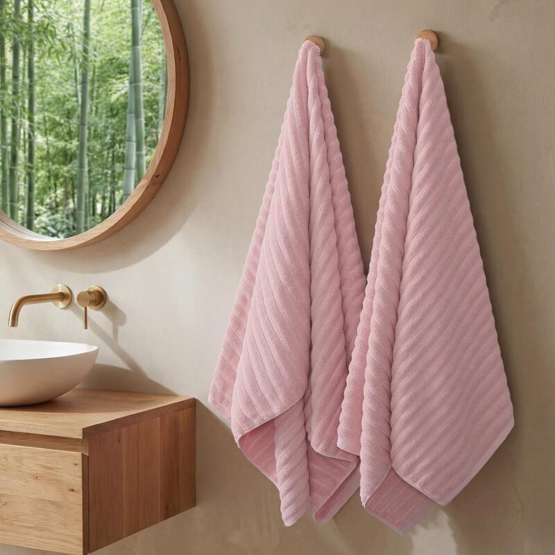 2Pack Large Bath Towels 31×63 inches, 100% Cotton, Super Soft and ...