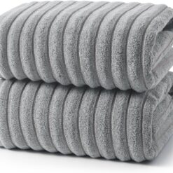 Grey Bath Towel 2-Piece Set | 31" x 63" | 100% Pure Cotton | Quick-Drying | Highly Absorbent & Exceptionally Soft | Ideal for Bathrooms, Hotels, and Spas