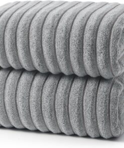 Grey Bath Towel 2-Piece Set | 31" x 63" | 100% Pure Cotton | Quick-Drying | Highly Absorbent & Exceptionally Soft | Ideal for Bathrooms, Hotels, and Spas