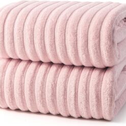 2Pack Large Bath Towels 31×63 inches, 100% Cotton, Super Soft and Absorbent, Quick-Dry Towels, Perfect for Bathroom,Plush Shower Towels-Pink