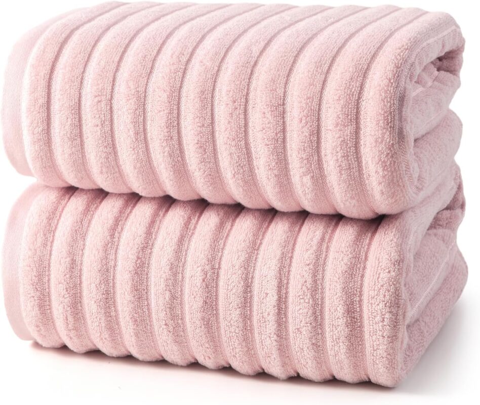 2Pack Large Bath Towels 31×63 inches, 100% Cotton, Super Soft and ...