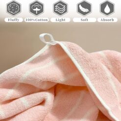 Alternative view of Pink and beige striped hand towel 2-piece set