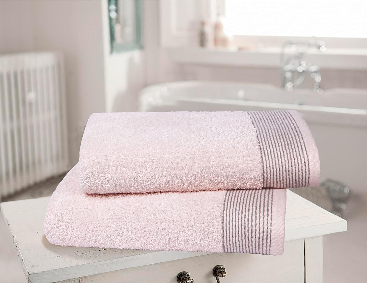 Ultra Soft 2 Pack Oversized Bath Towel Set 28x55 inches, 100% Cotton Large Bath Towels, Ultra Absorbant Compact Quickdry & Lightweight Towel, Ideal for Gym Travel Camp Pool - Pink - Image 2