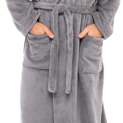 Mens Robe with Hood, Plush Fleece Hooded Mens Bathrobe, Big and Tall Bath Robe for Men
