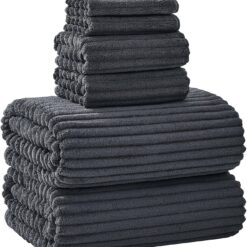 Charcoal gray extra-large bath towel 6-piece set